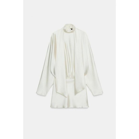 ZARA SATIN FOULARD SHORT DRESS - Picture 7 of 9